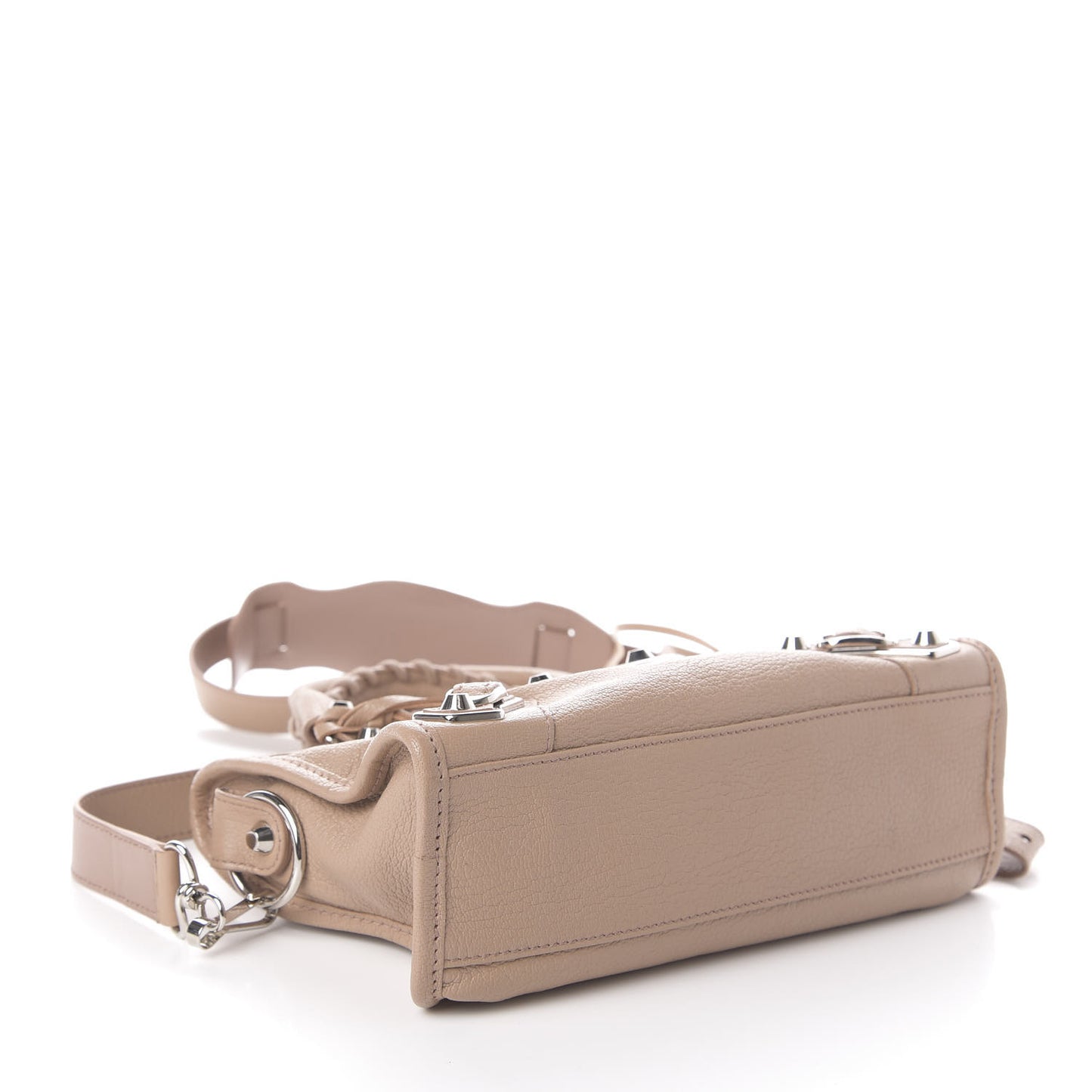 Shiny Goatskin Silver Metallic Edge Hardware Mini City Rose Des Sables