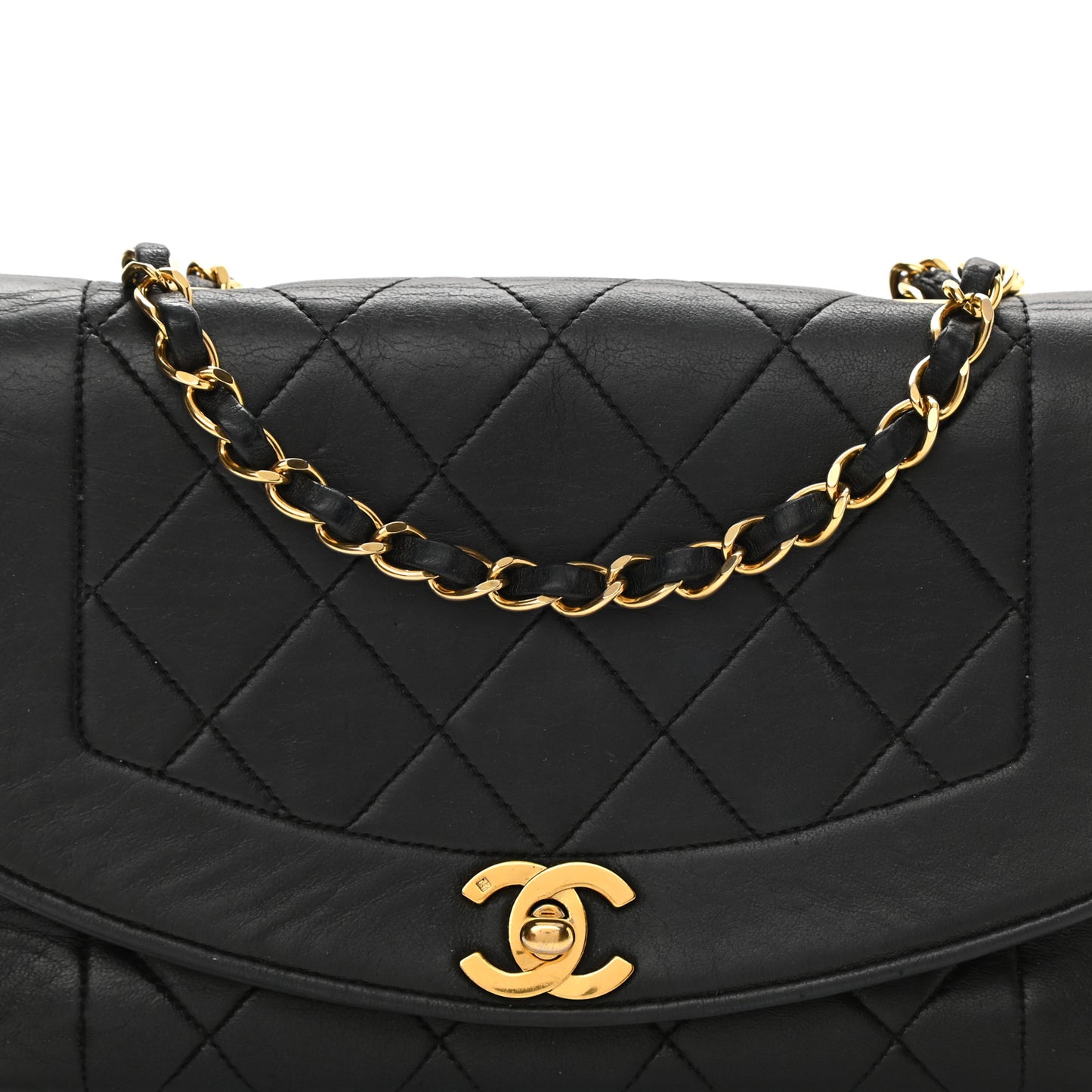 Lambskin Quilted Small Single Flap Black