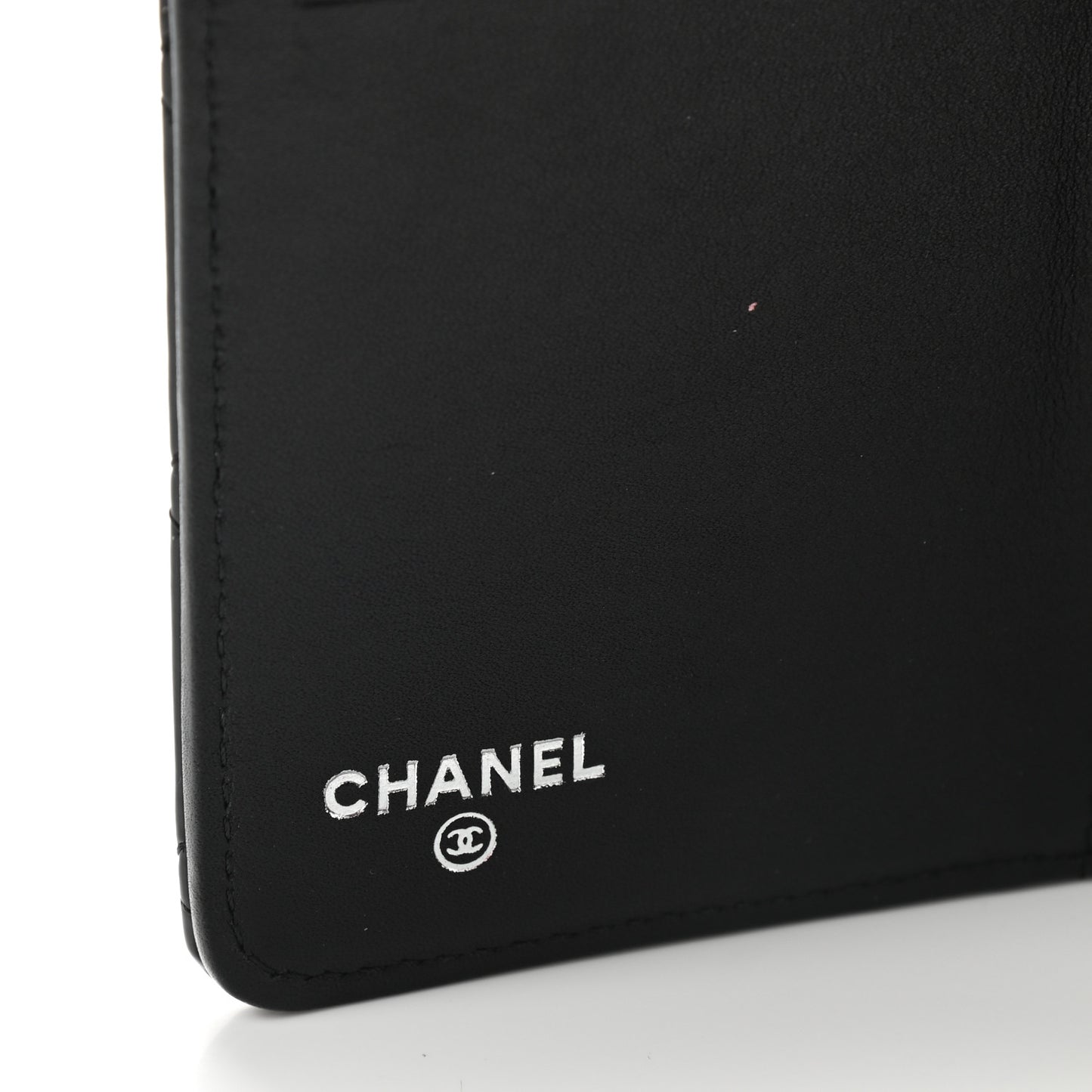 Patent Quilted Zip Pocket Wallet Black