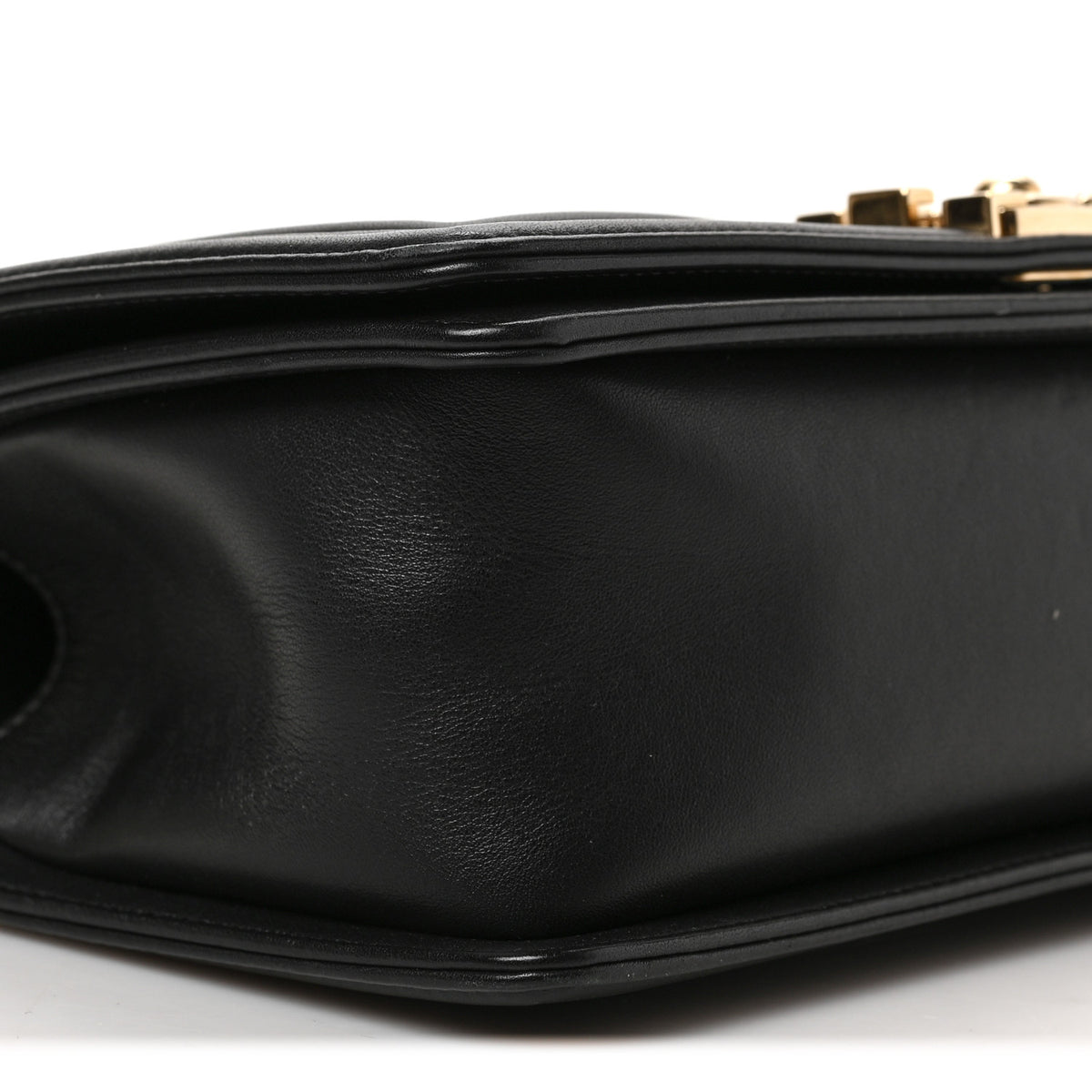 Calfskin Chevron Quilted Medium Boy Flap Black