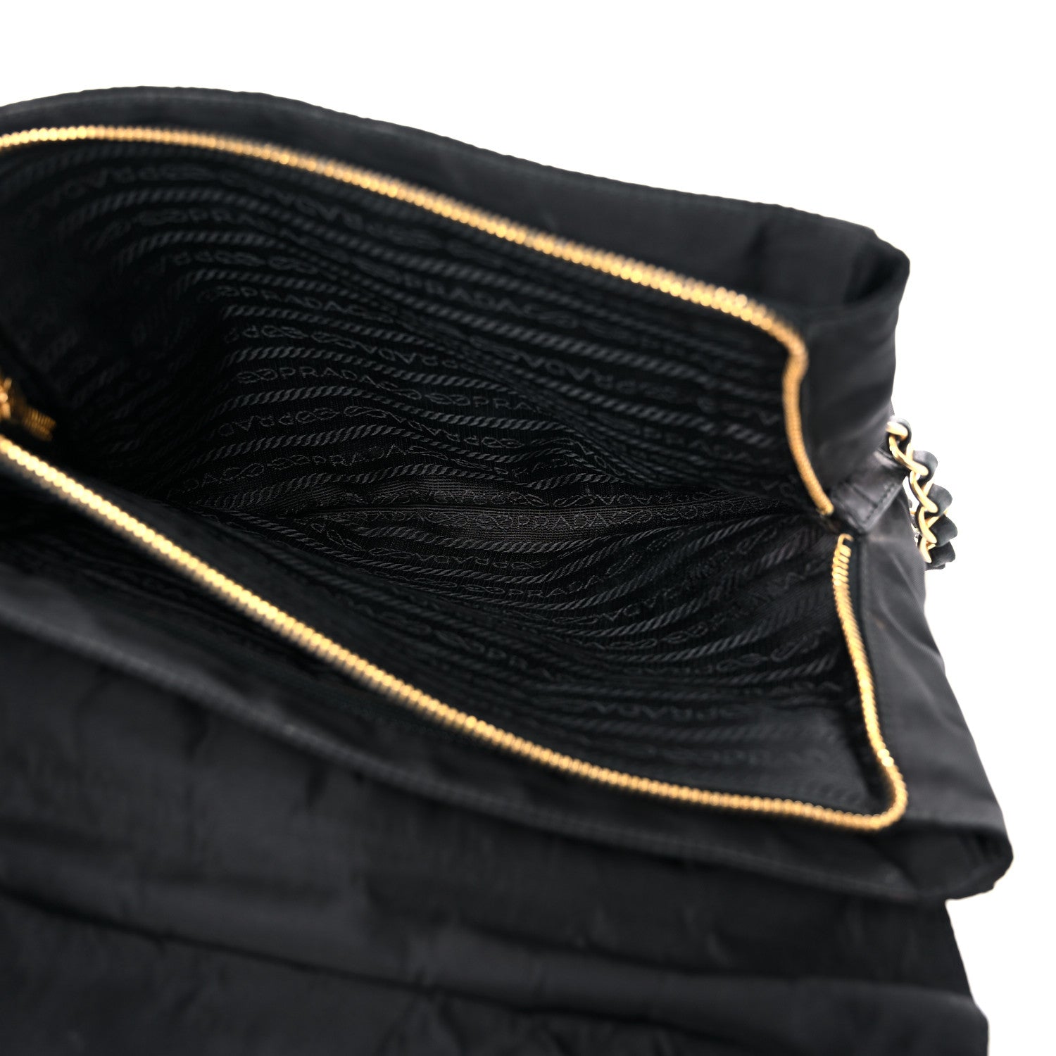 Prada Tessuto Nylon Chain Shoulder Bag Black 5 of 15