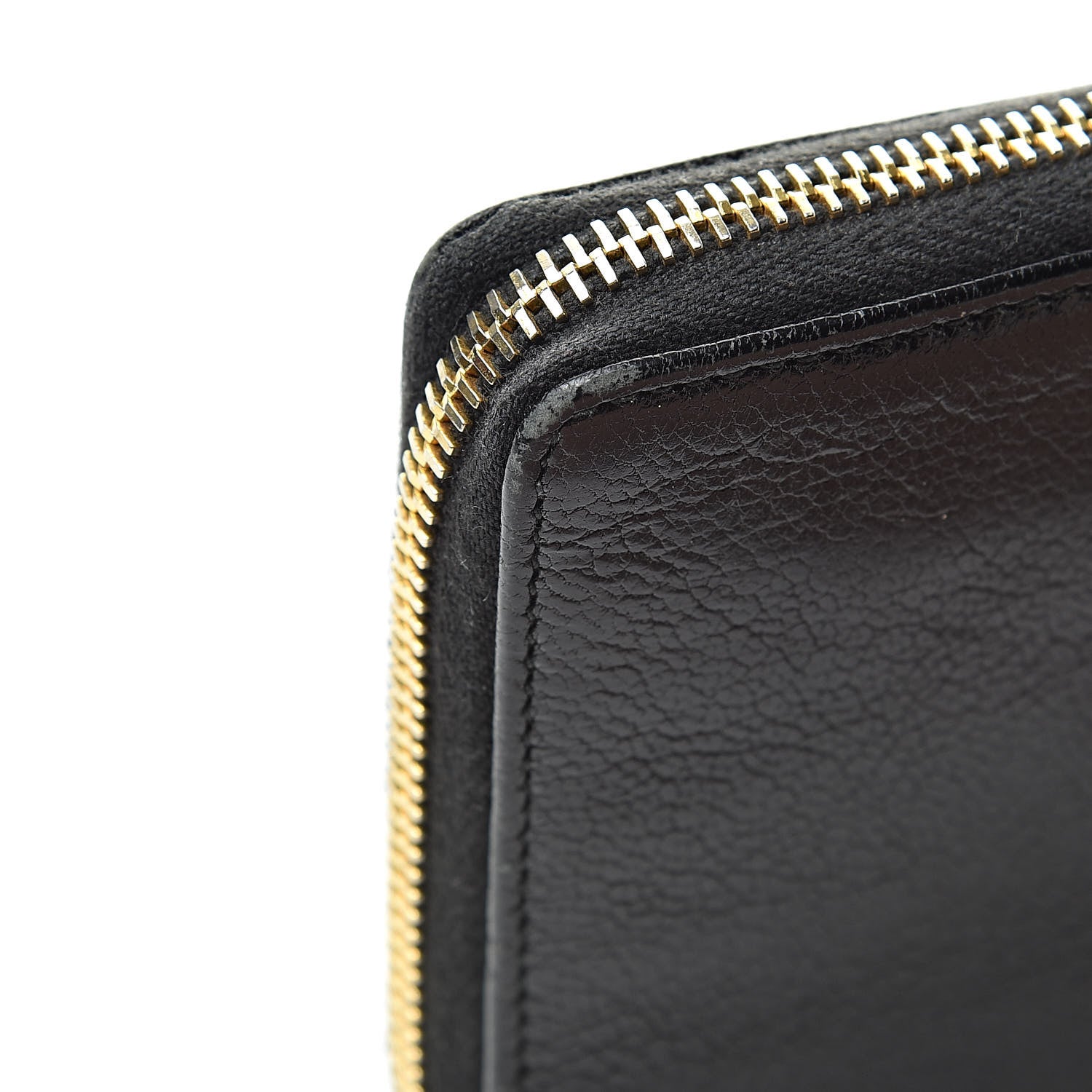 Balenciaga Chevre Gold Metallic Edge Hardware Zip Around Wallet Black 16 of 18