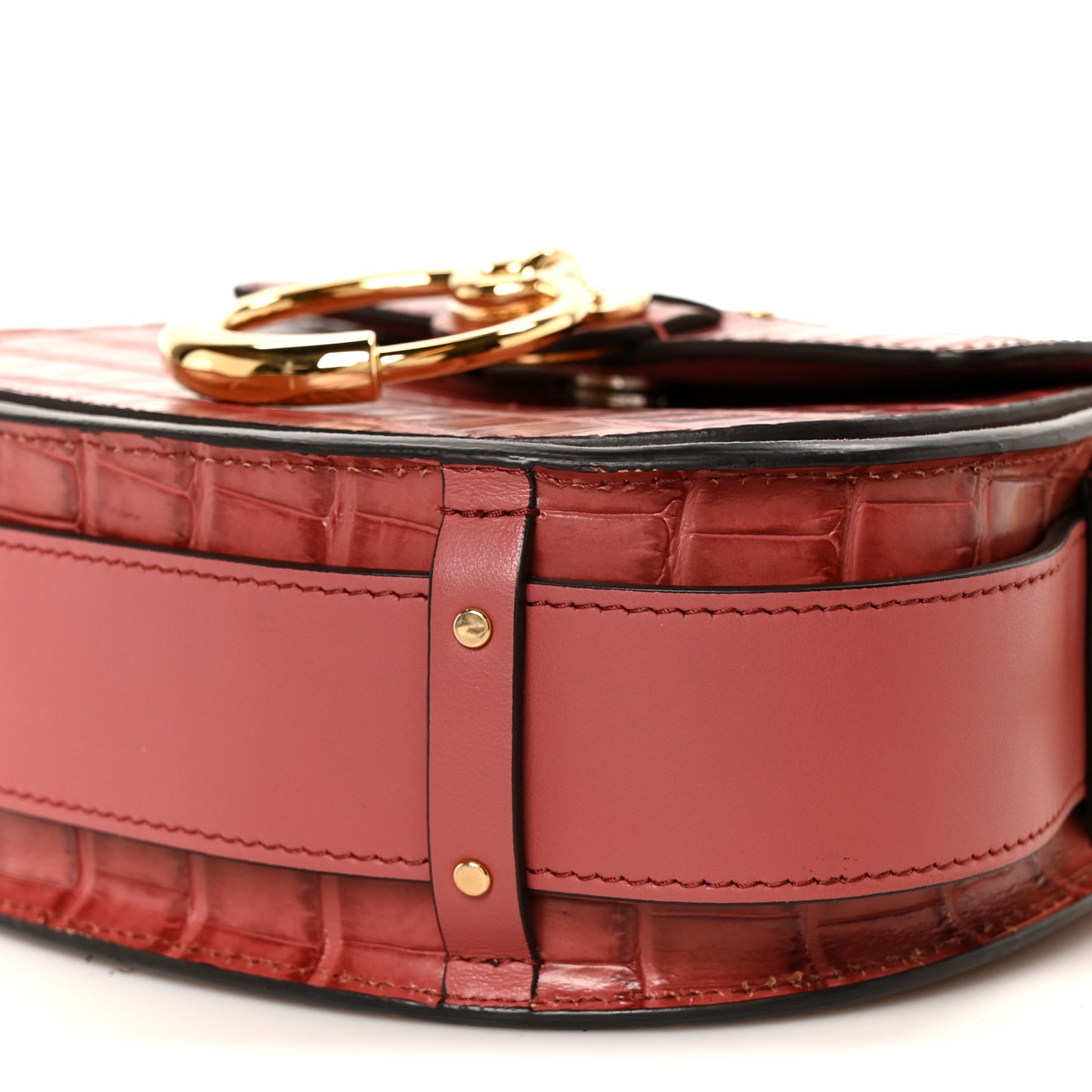 Calfskin Crocodile Embossed Small Tess Bag Rose