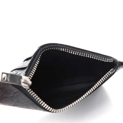 Saint Laurent Calfskin Crocodile Embossed 5 Fragments Zip Pouch Card Holder Black 5 of 8