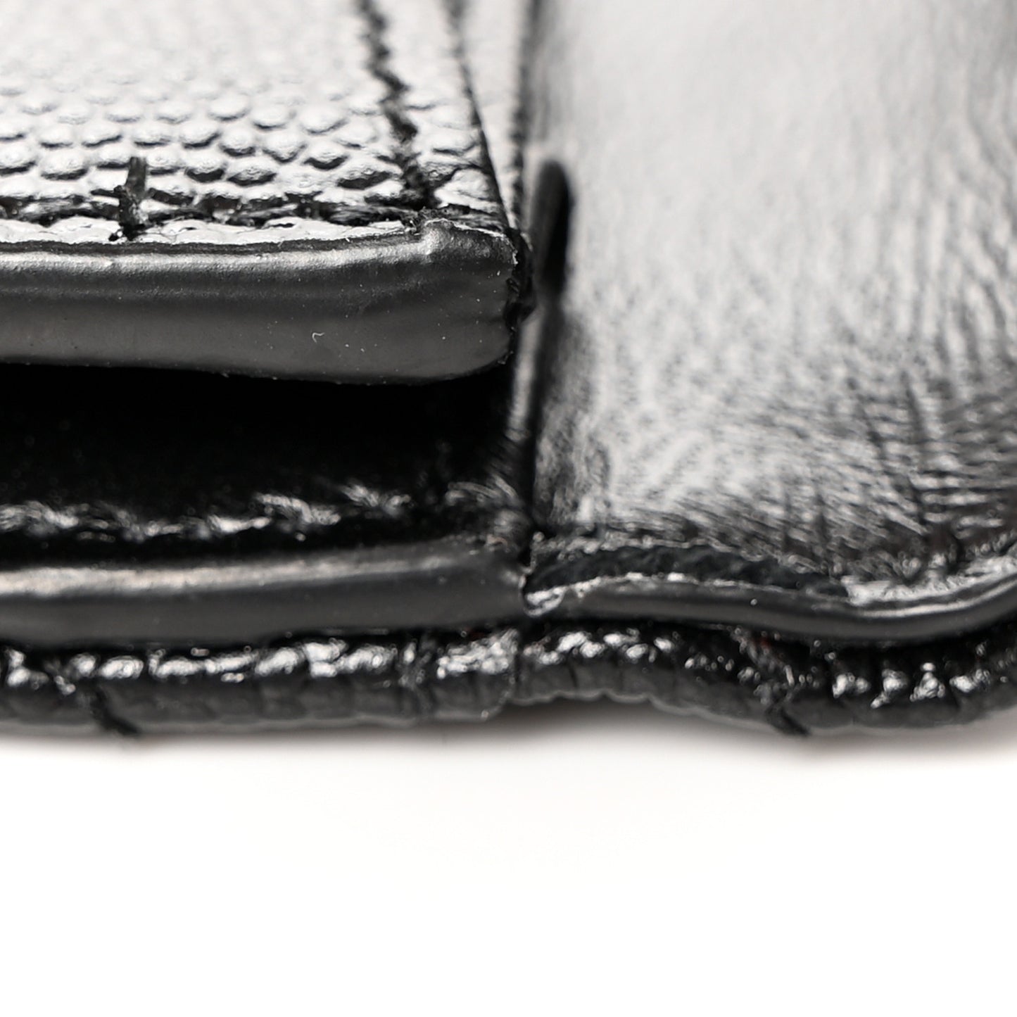 Grain De Poudre Matelasse Chevron Monogram Flap Card Case Black Black