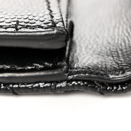 Saint Laurent Grain De Poudre Matelasse Chevron Monogram Flap Card Case Black Black 10 of 11