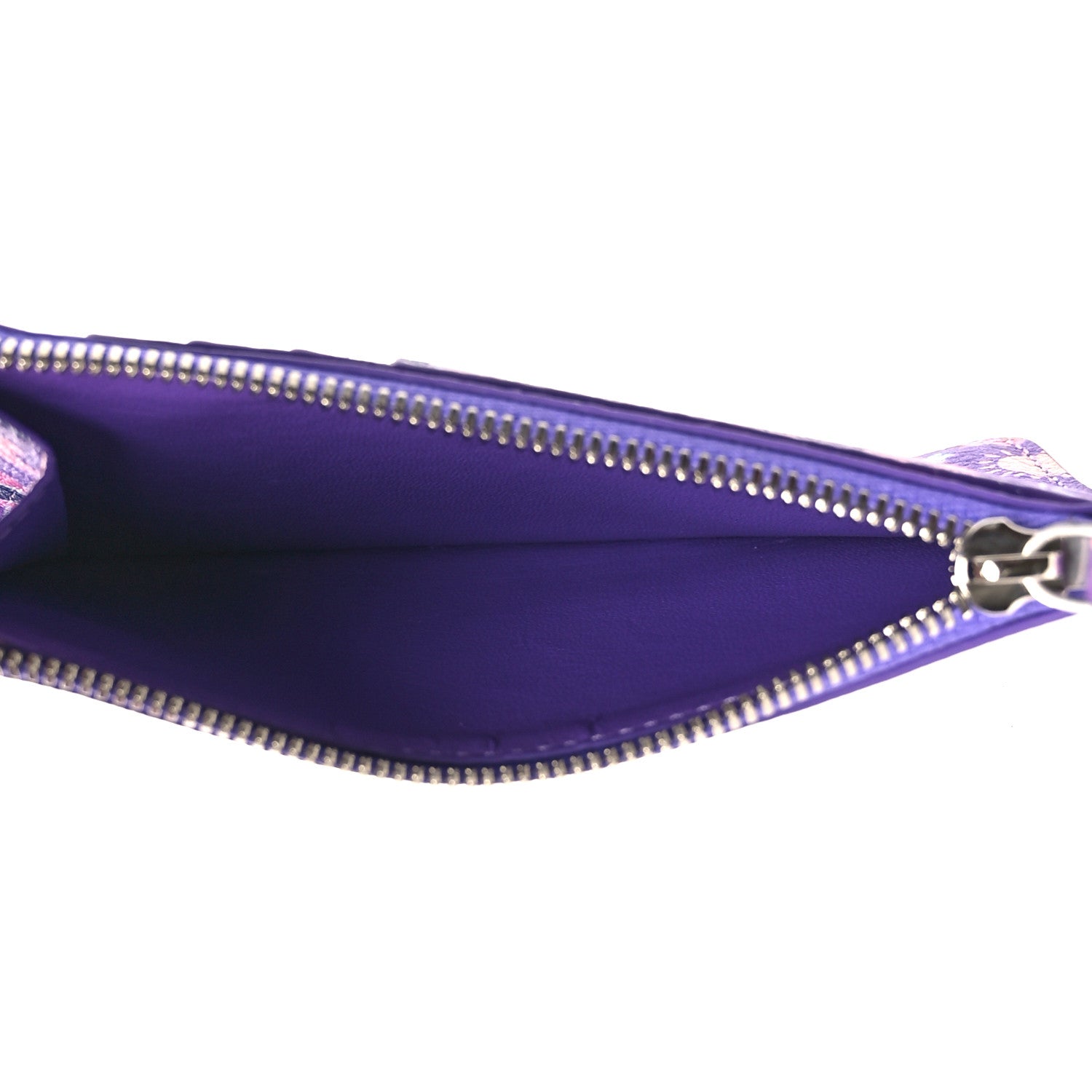Balenciaga Grained Calfskin Floral Print Logo Large Cash Long Coin Card Holder Purple Multicolor 5 of 8