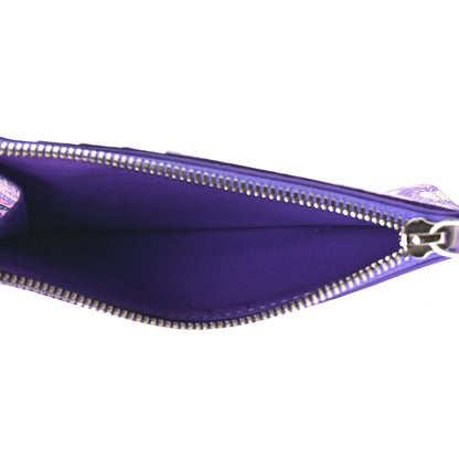 Balenciaga Grained Calfskin Floral Print Logo Large Cash Long Coin Card Holder Purple Multicolor 5 of 8