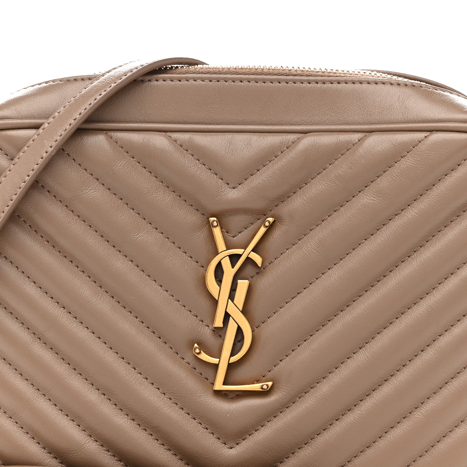 Saint Laurent Calfskin Matelasse Monogram Lou Camera Bag Dark Beige 8 of 14