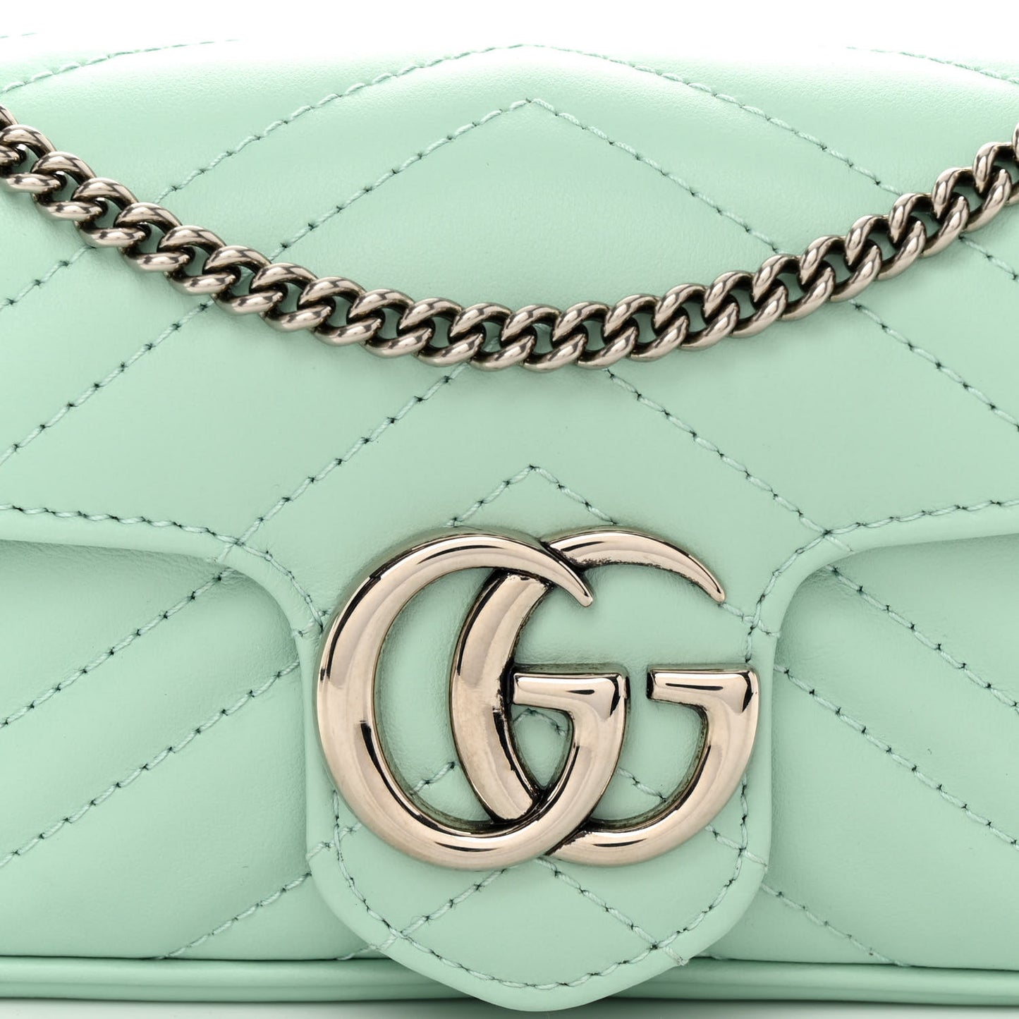 Calfskin Matelasse Super Mini GG Marmont Shoulder Bag Water Green