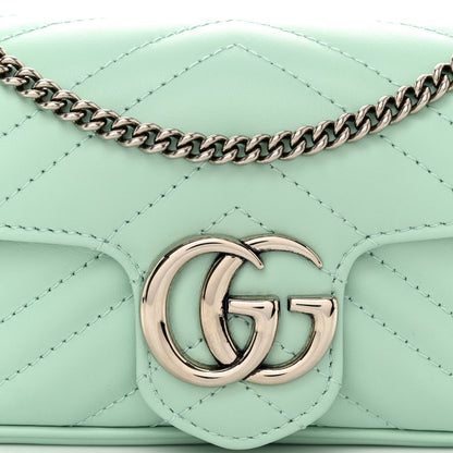 Gucci Calfskin Matelasse Super Mini GG Marmont Shoulder Bag Water Green 8 of 11