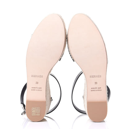 Hermes Calfskin Tipoli Espadrille Wedges 39 Black 7 of 10