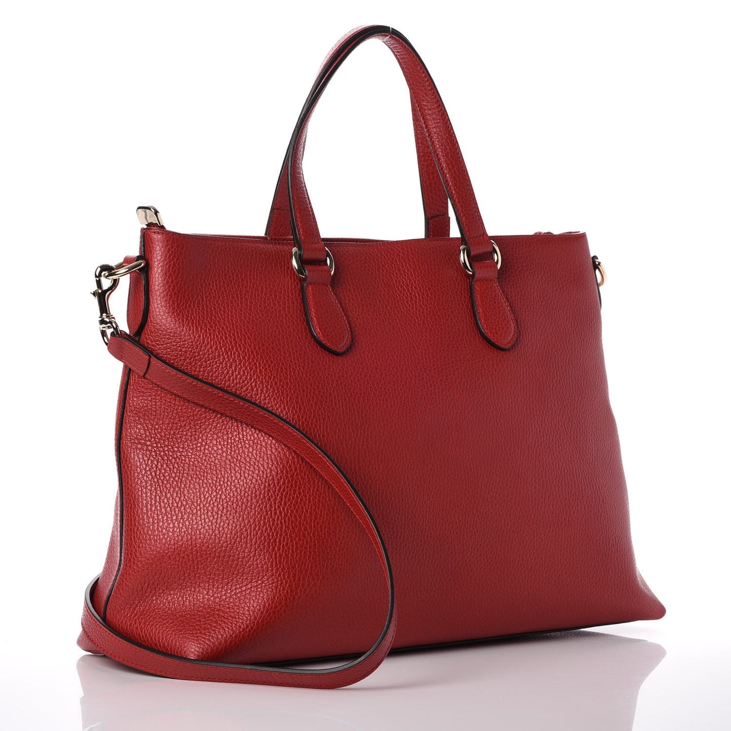 Pebbled Calfskin Convertible Bamboo Tassel Tote Red
