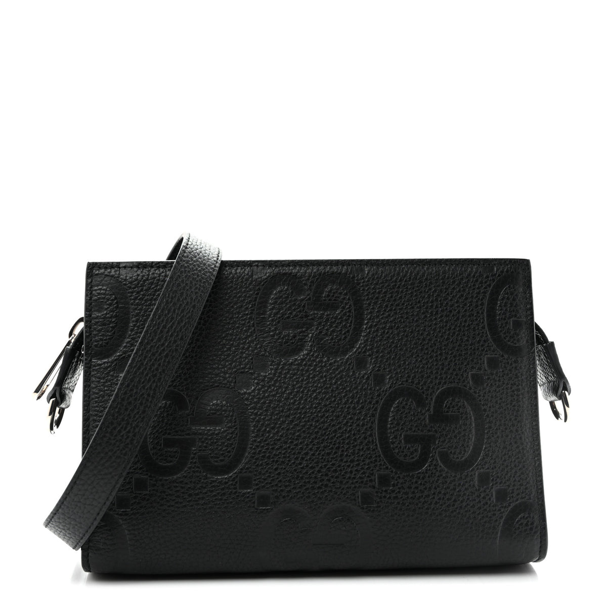 Gucci Piuma Calfskin Jumbo GG Embossed Medium Messenger Bag Black 1 of 9