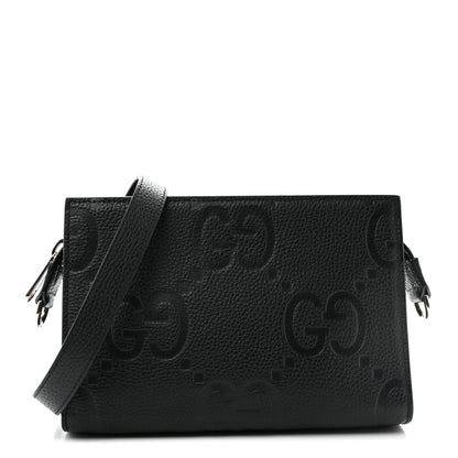 Gucci Piuma Calfskin Jumbo GG Embossed Medium Messenger Bag Black 1 of 9