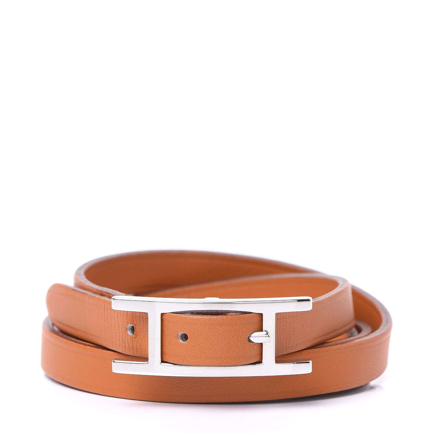 Hermes Chamonix Hapi 3MM Triple Tour Wrap Bracelet M Orange 1 of 5