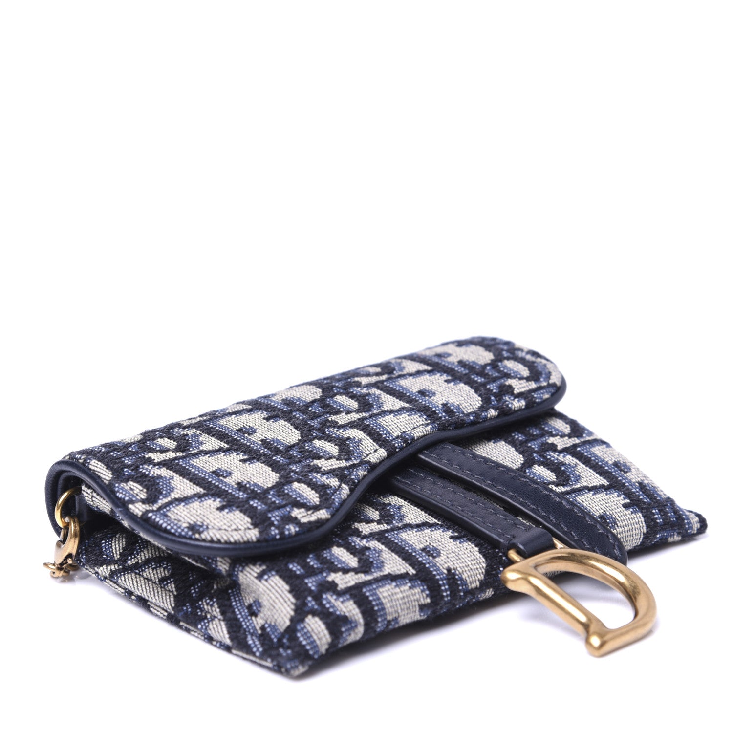 Christian Dior Oblique Nano Saddle Chain Pouch Blue 4 of 10