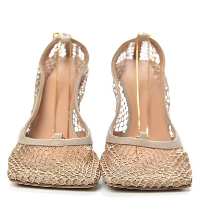 Bottega Veneta Mesh Calfskin Chain Stretch Pumps 38.5 Beige 2 of 9