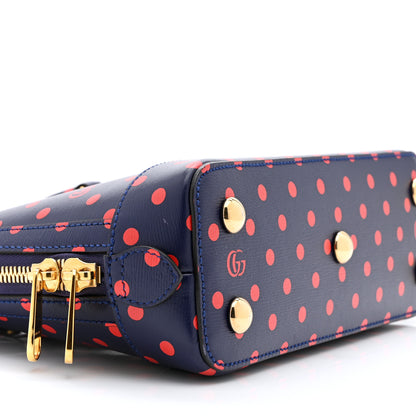 Gucci Shangai Calfskin Polka Dot Small Horsebit 1955 Top Handle Bag Blue Red 9 of 10