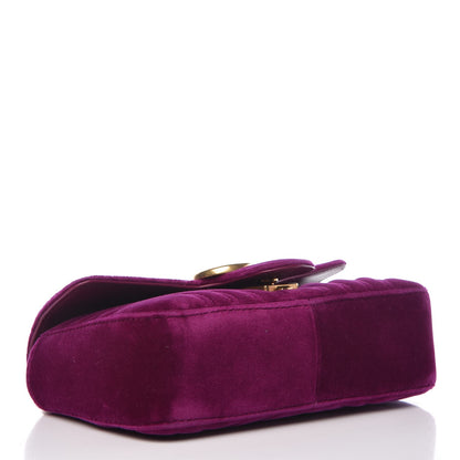 Gucci Velvet Matelasse Mini GG Marmont Shoulder Bag Fuchsia Violet Cyclamen 4 of 10