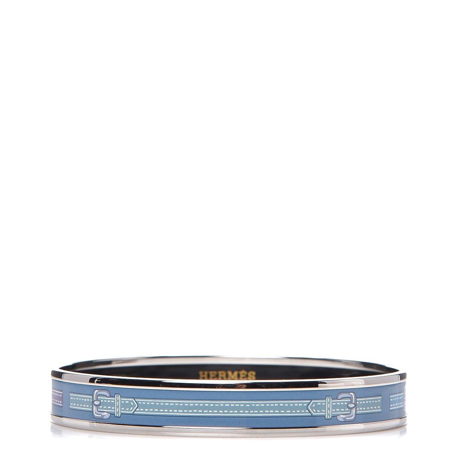 Hermes Enamel Printed Narrow Harnais Des Presidents Bracelet 70 Encres 1 of 6