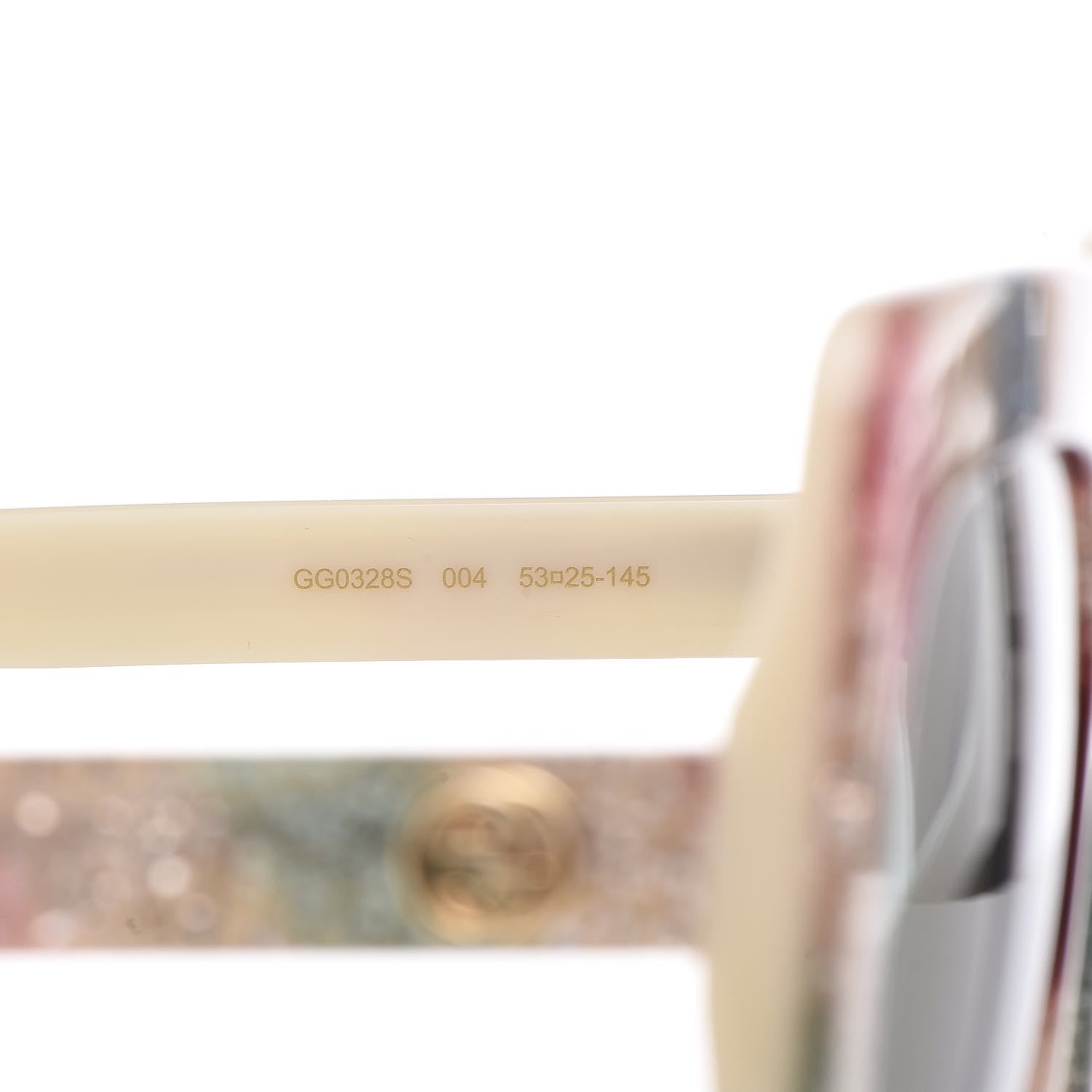 Gucci Square Frame Stripe Glitter GG0328S Sunglasses Ivory Multicolor 6 of 7