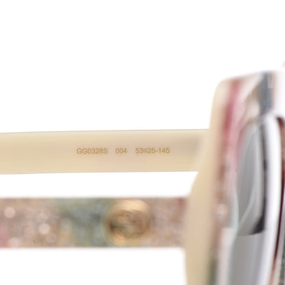 Gucci Square Frame Stripe Glitter GG0328S Sunglasses Ivory Multicolor 6 of 7