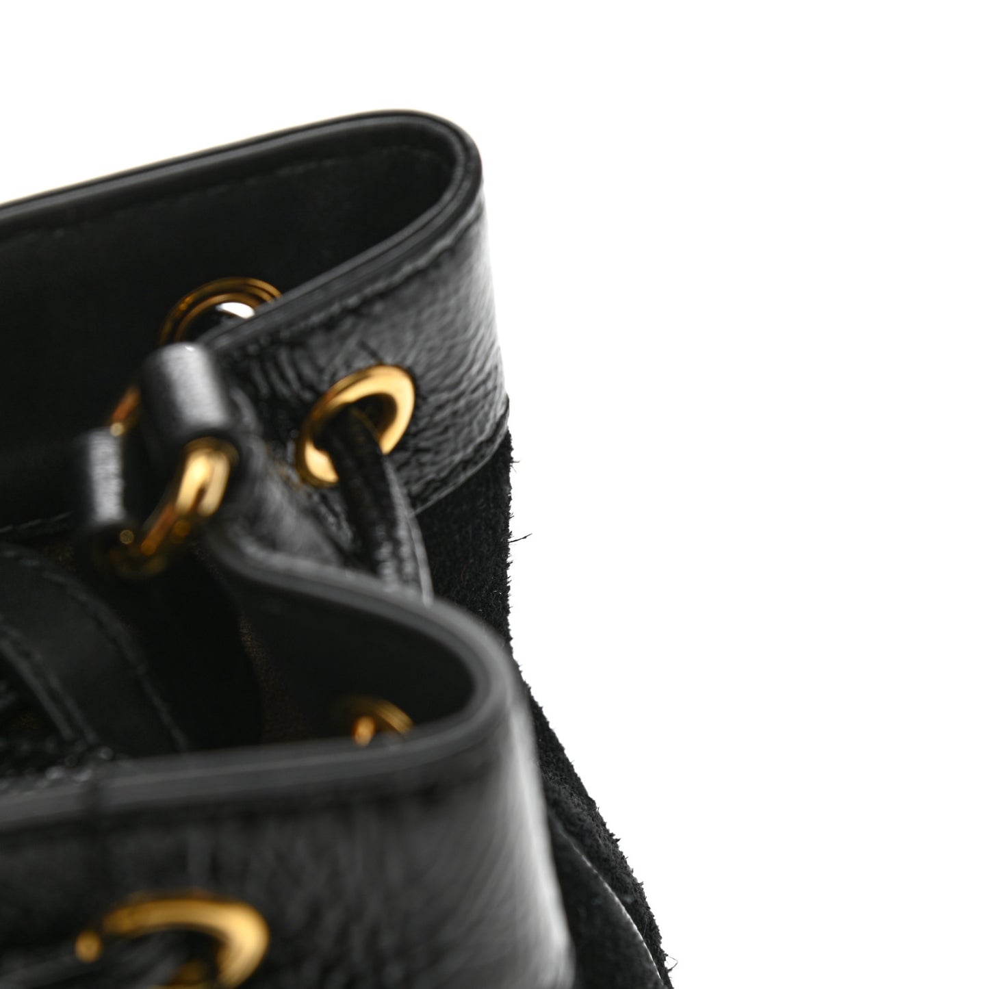 Suede Patent Web Mini Ophidia Bucket Bag Black