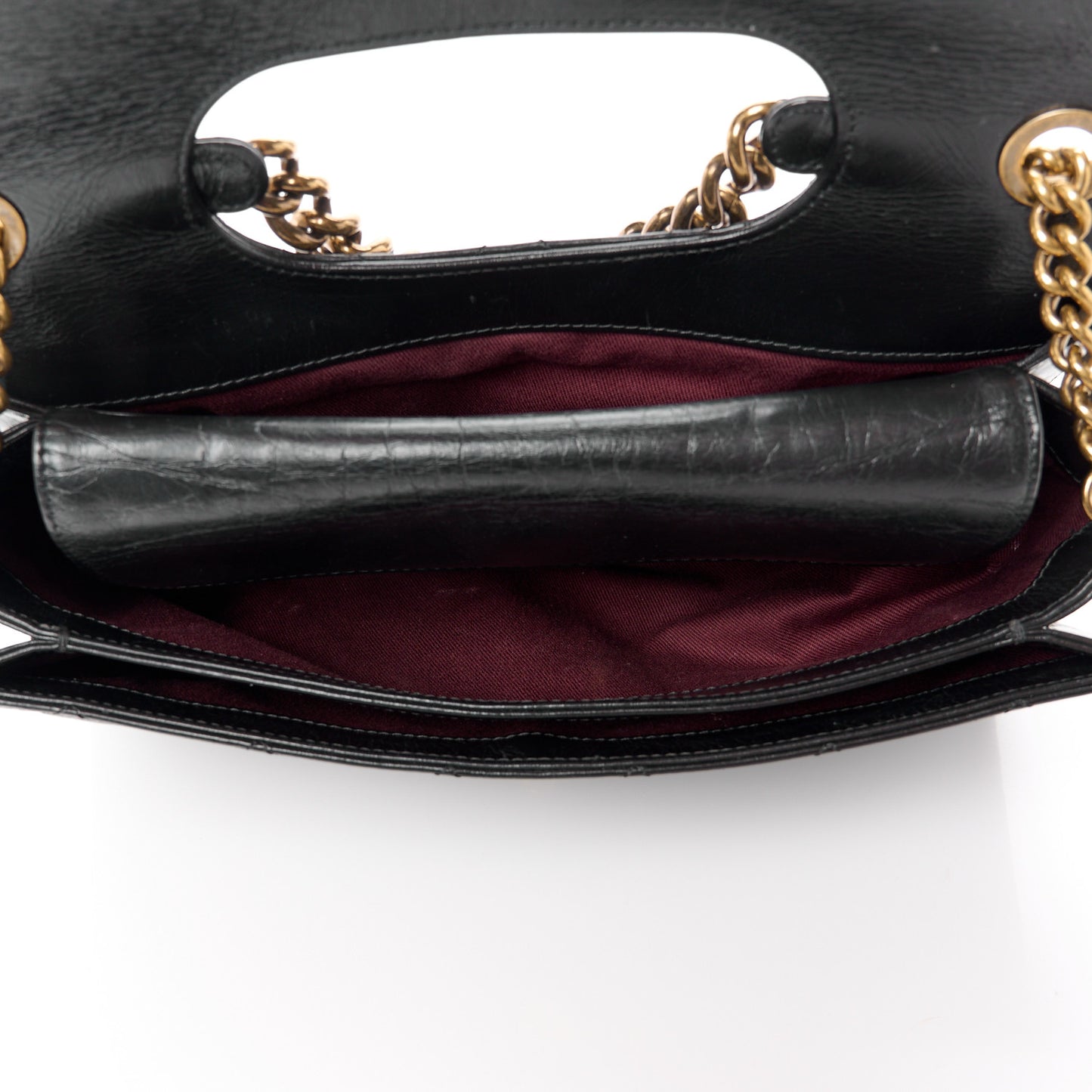 Glazed Calfskin Medium Perfect Edge Flap Black