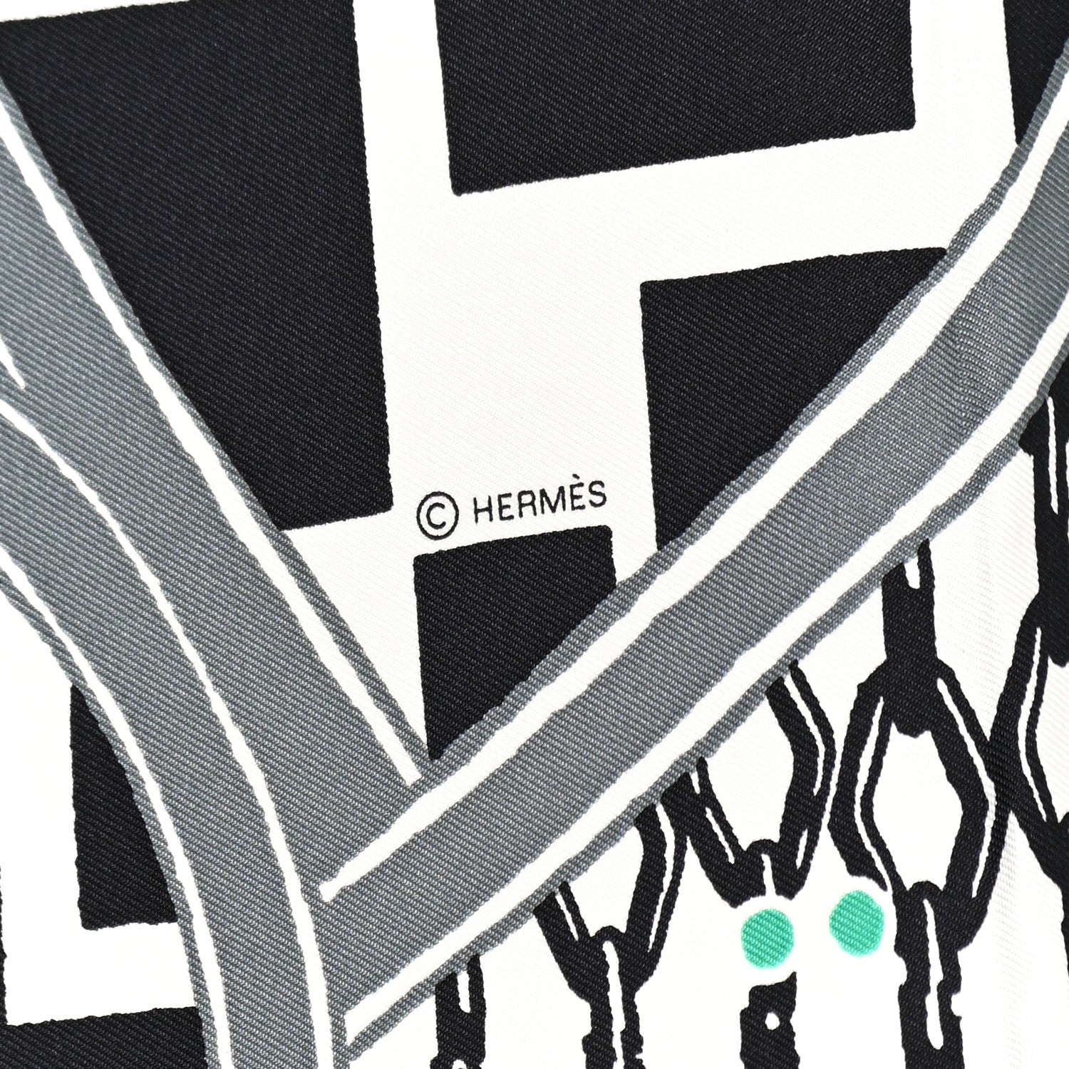 Hermes Silk Jeu De Soie Scarf 90 Gris Menthol White 3 of 10