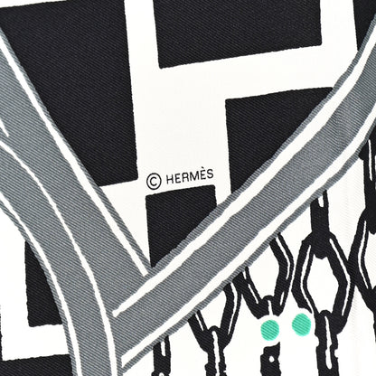 Hermes Silk Jeu De Soie Scarf 90 Gris Menthol White 3 of 10