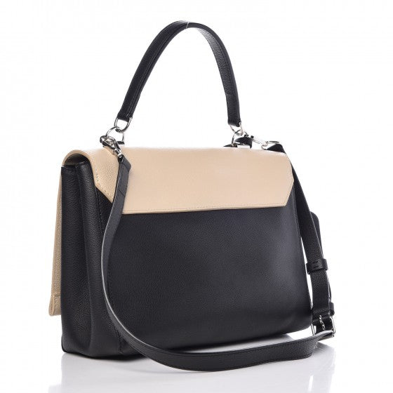 Soft Calfskin Lockme II Top Handle Vanille Black