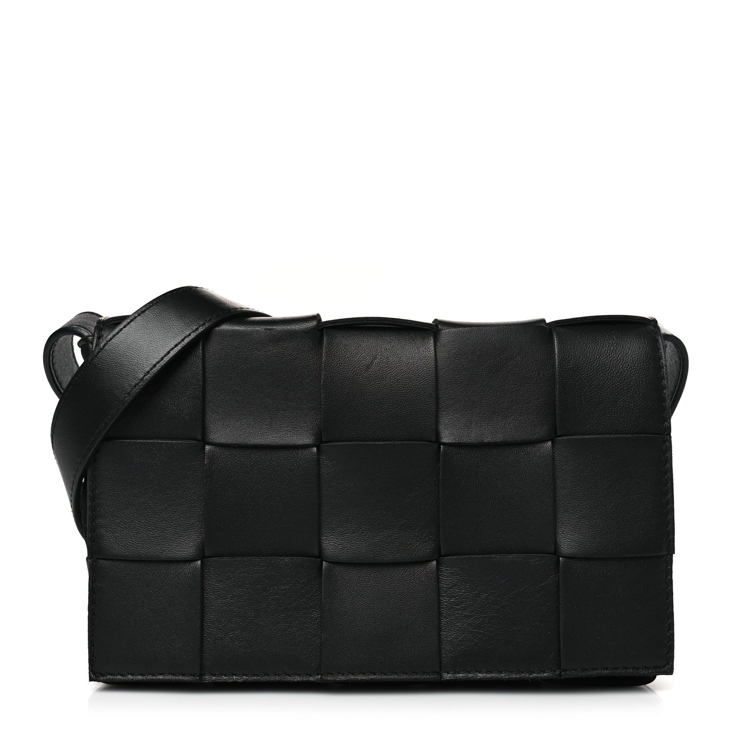 Lambskin Maxi Intreccio Small Cassette Crossbody Bag Black