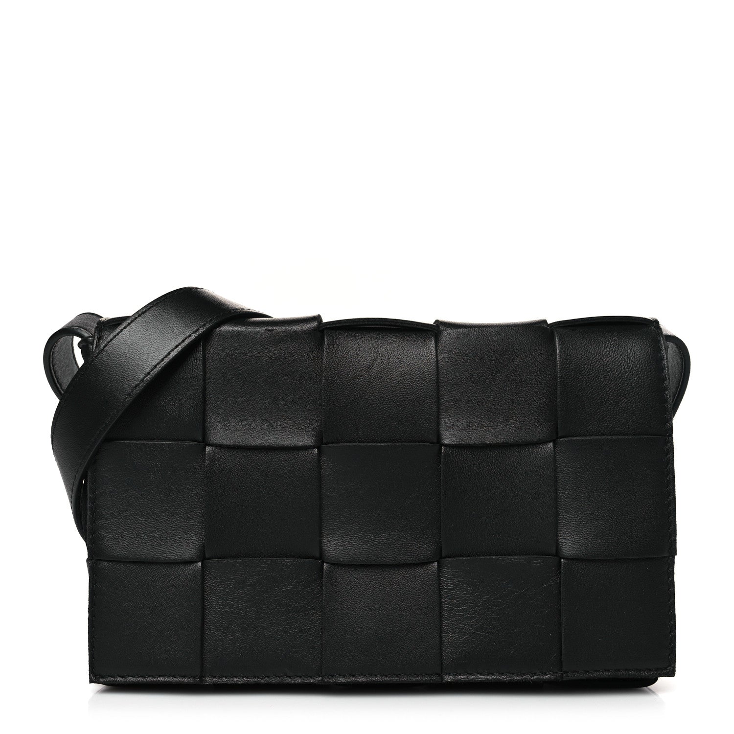 Bottega Veneta Lambskin Maxi Intreccio Small Cassette Crossbody Bag Black 1 of 9