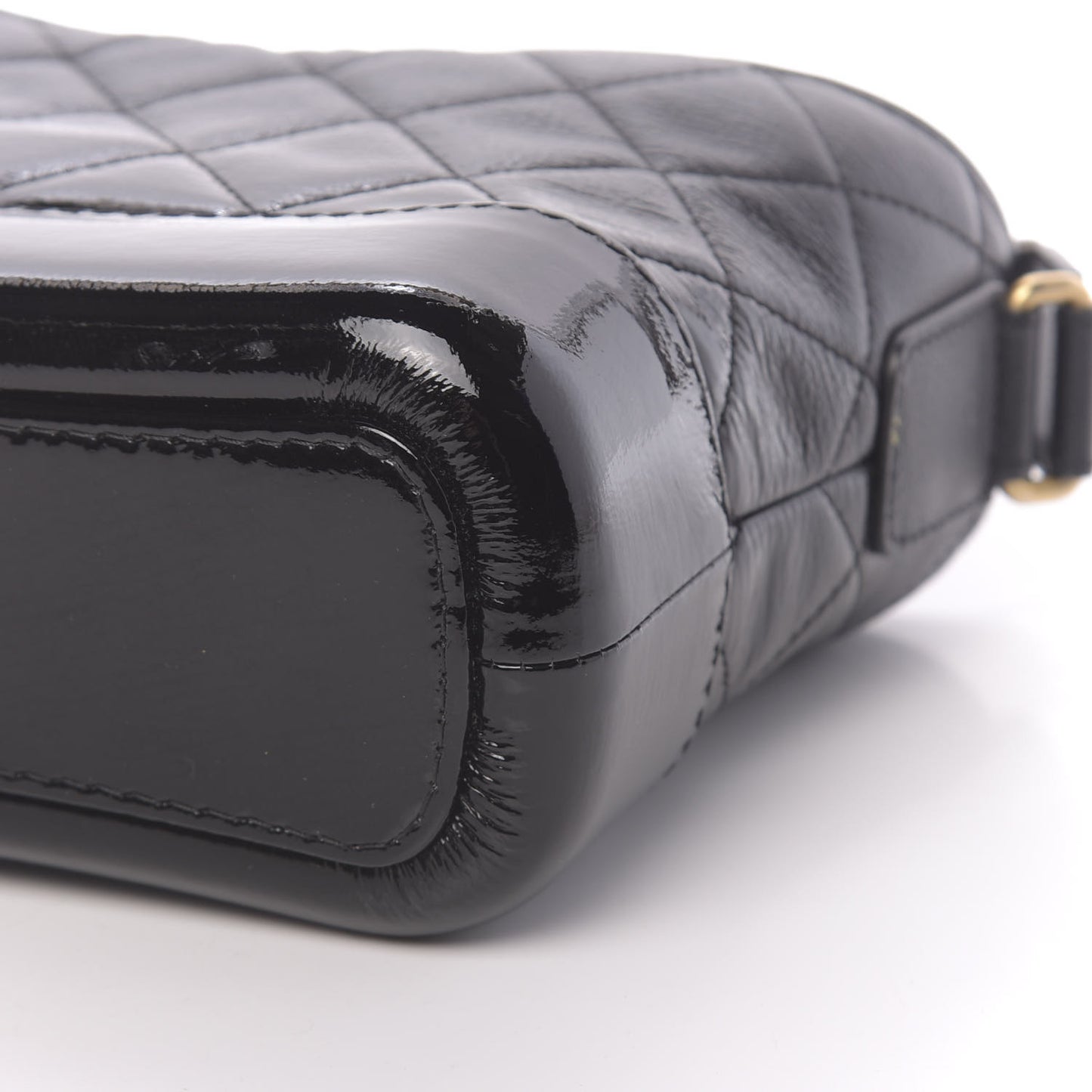 Patent Goatskin Quilted Small Gabrielle Hobo Black