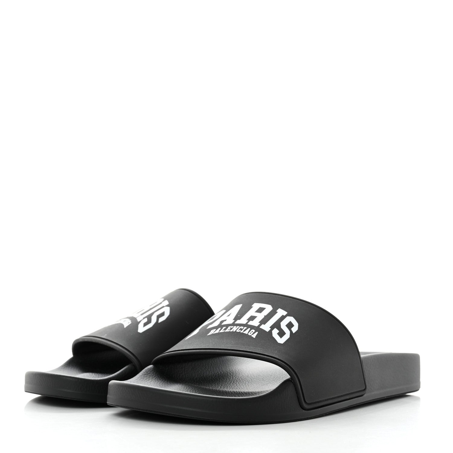 Balenciaga Rubber Paris Logo Womens Slide Sandals 37 Black 3 of 9