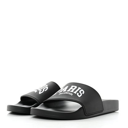 Balenciaga Rubber Paris Logo Womens Slide Sandals 37 Black 3 of 9