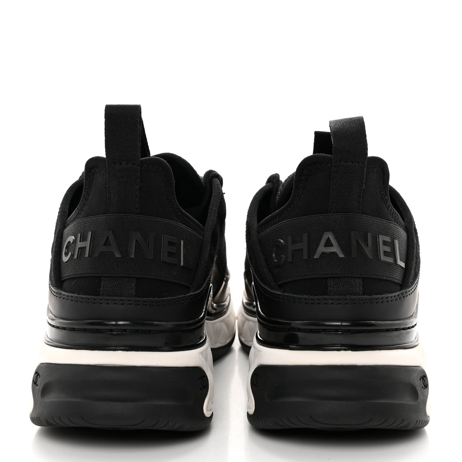 Chanel Velvet Calfskin Mixed Fibers CC Sneakers 37.5 Black 5 of 13