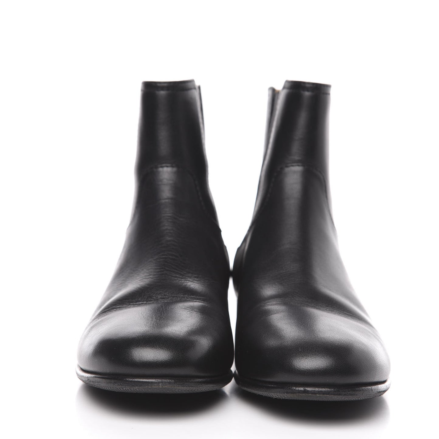 Calfskin Elastic Short Boots 39.5 Black