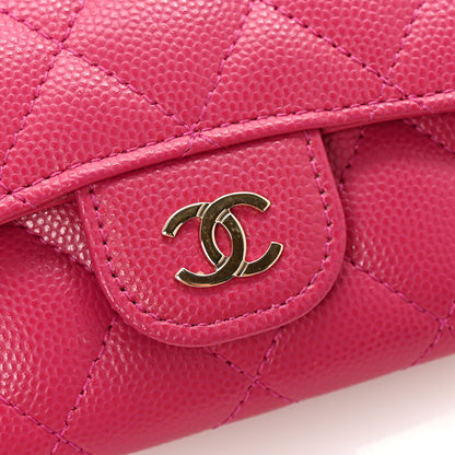 Chanel Caviar Quilted Flap Card Holder Wallet Dark Pink 8 of 9