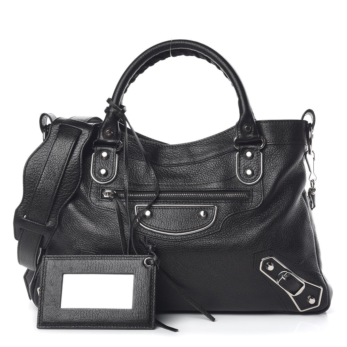 Chevre Silver Metallic Edge Hardware Town Black