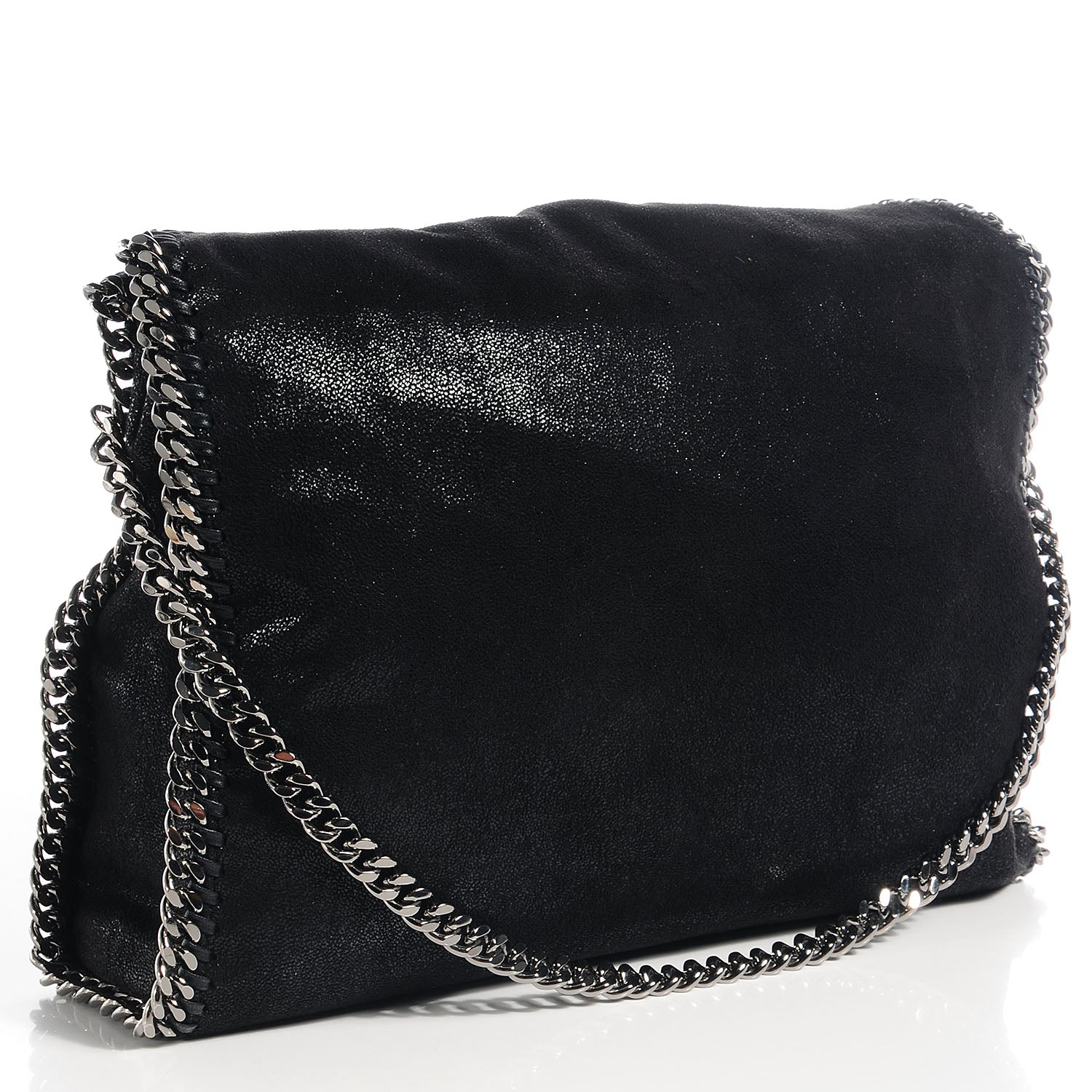 Stella McCartney Faux Leather Shaggy Deer Falabella Fold Over Tote Black 3 of 9