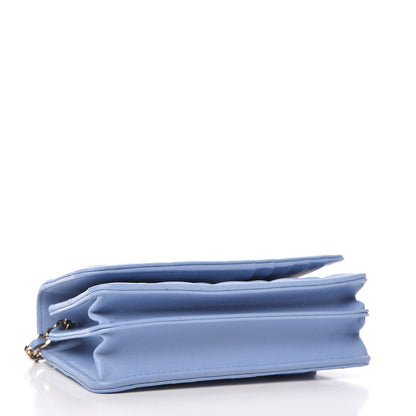 Chanel Lambskin Quilted Mini Wallet On Chain WOC Light Blue 4 of 11