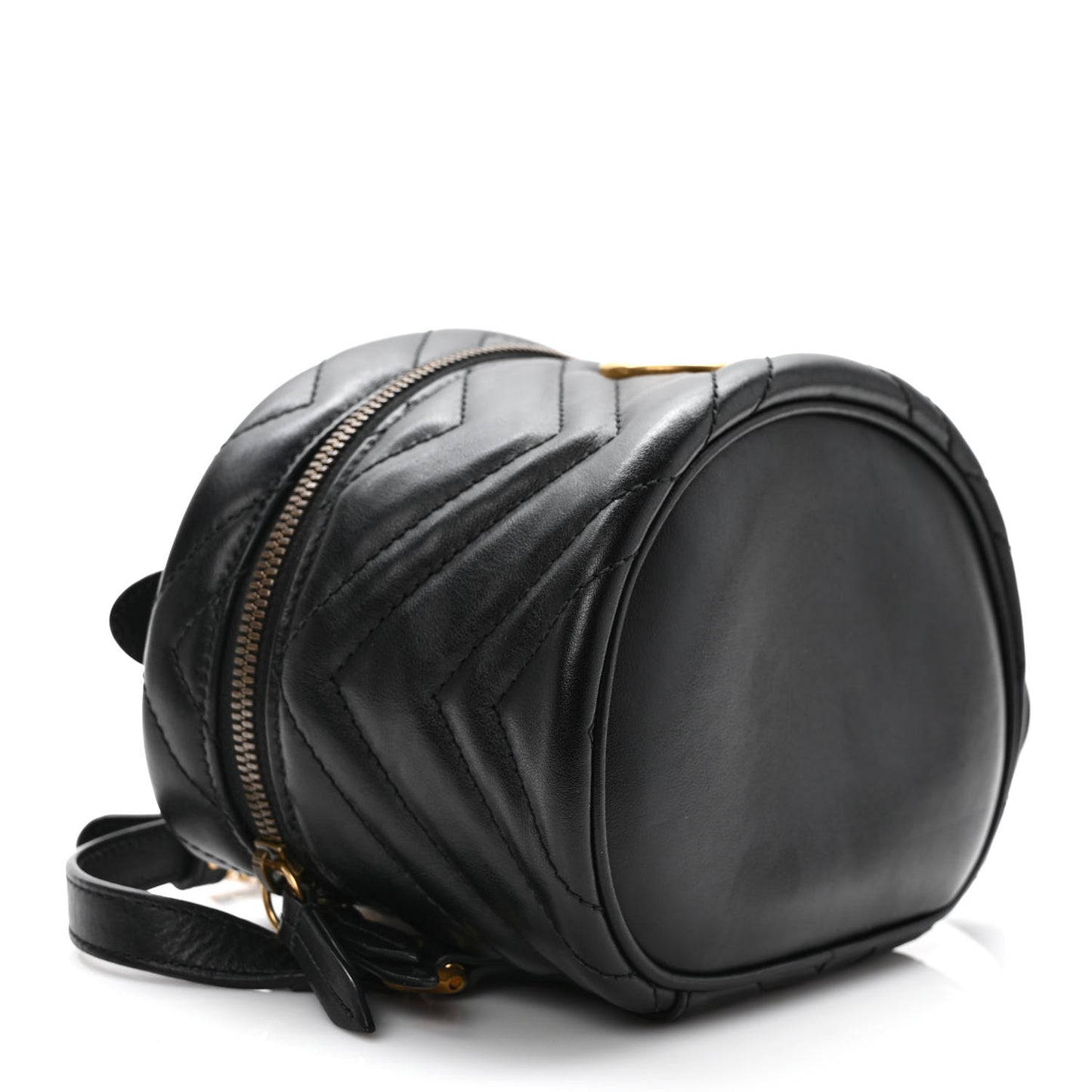 Calfskin Matelasse Mini GG Marmont Round Backpack Black