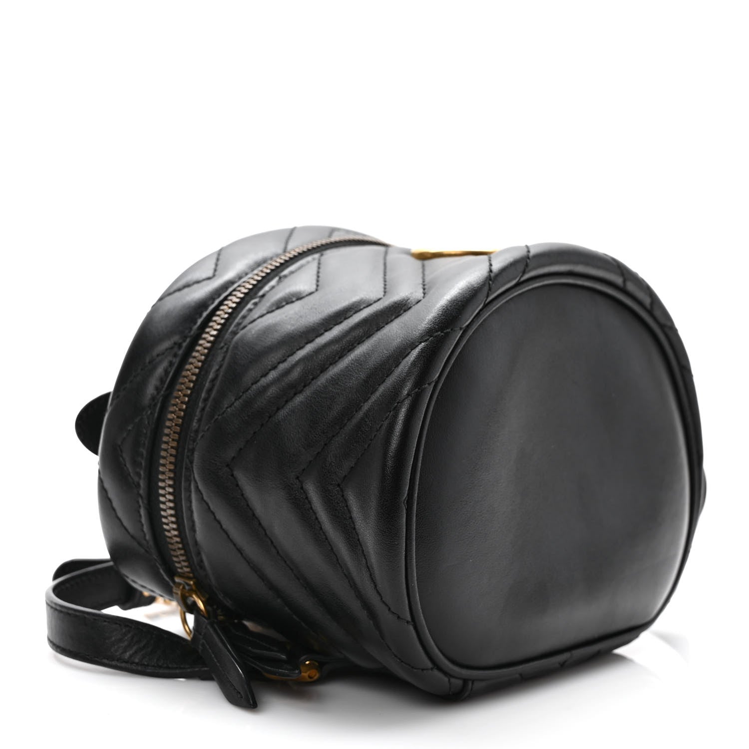 Gucci Calfskin Matelasse Mini GG Marmont Round Backpack Black 4 of 9