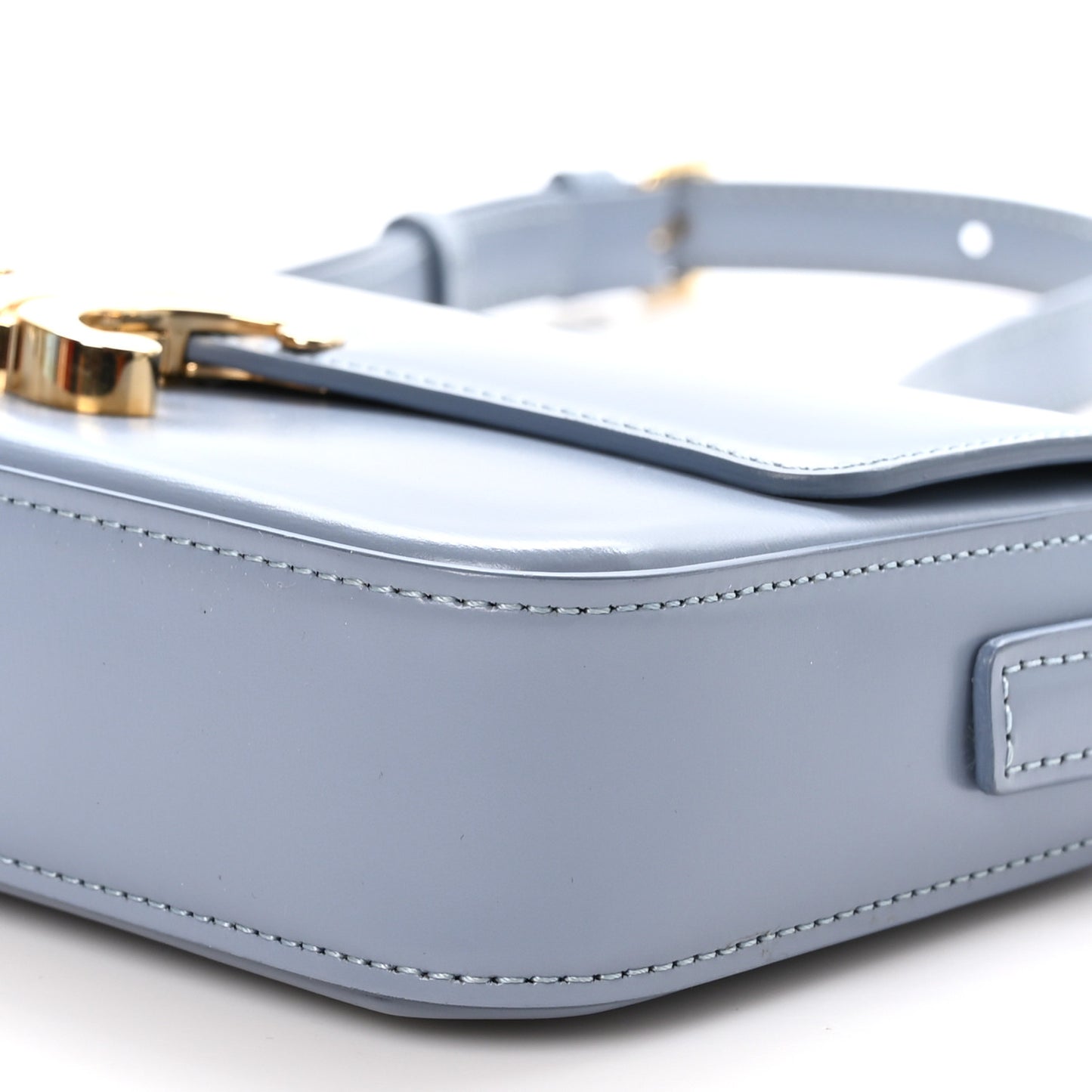 Shiny Calfskin Triomphe Shoulder Bag Arctic Blue