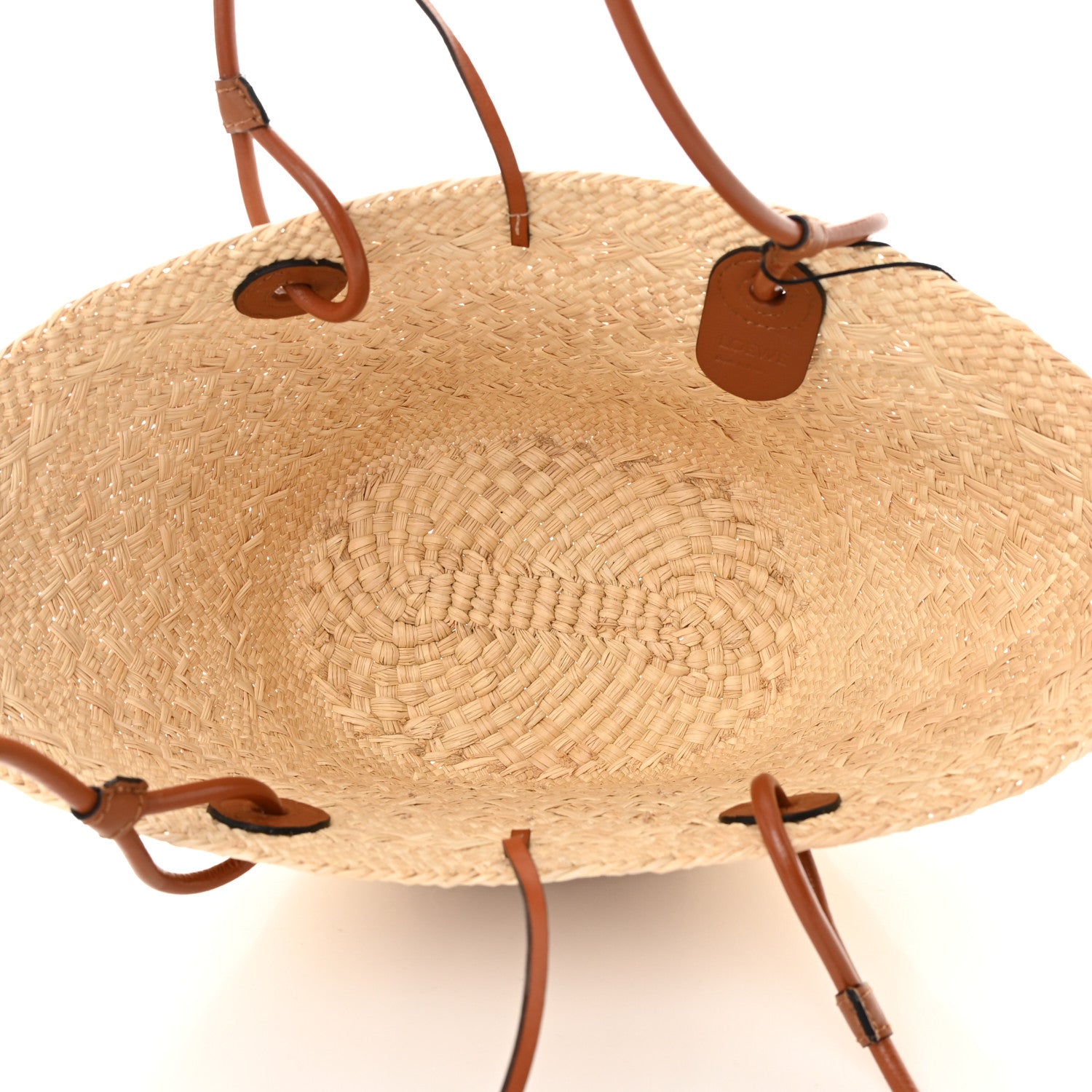 Loewe Calfskin Raffia Small Anagram Basket Tote Bag Natural Tan 5 of 11