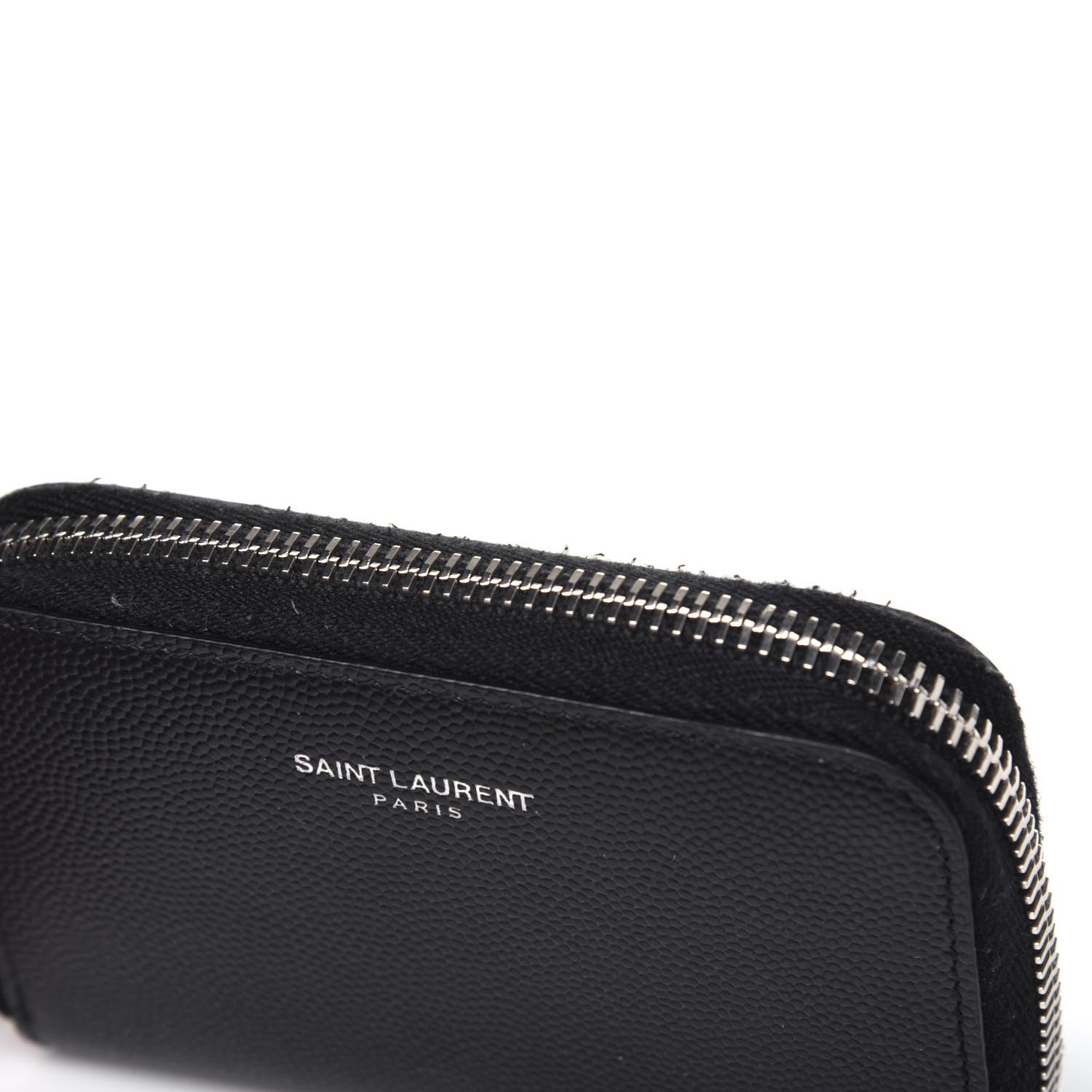 Saint Laurent Grain De Poudre Zip Around Card Holder Black 11 of 13