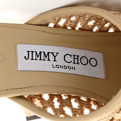 Jimmy Choo Woven Raffia Seher Sandals 36 Beige 8 of 10