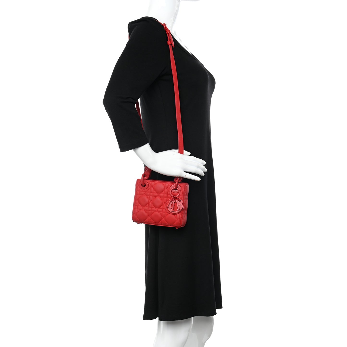 Ultra Matte Calfskin Cannage Micro Lady Dior Red